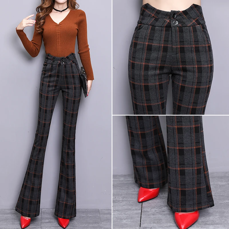 New Korean version of micro bell pants temperament fashionhigh waist woolen lattice elastic casual thickening women's trousers
New Korean version of micro bell pants temperament fashionhigh waist woolen lattice elastic casual thickening women's trousers