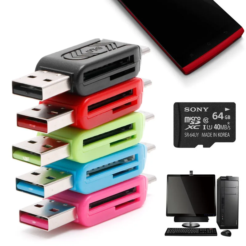 2-в-1 Micro USB 2,0 OTG SDXC TF SD устройство чтения карт памяти для Android смартфона ПК
2-в-1 Micro USB 2,0 OTG SDXC TF SD устройство чтения карт памяти для Android смартфона ПК