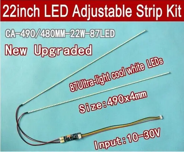 Free shipping 1PCS 22'' W 490mm Adjustable brightness led backlight strip kit,Update 22inch-wide LCD CCFL panel LED backlight
Free shipping 1PCS 22'' W 490mm Adjustable brightness led backlight strip kit,Update 22inch-wide LCD CCFL panel LED backlight