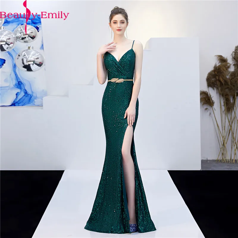 Beauty emily Sequined Mermaid Evening Dress 2020 Sexy Spaghetti Strap Sleeveless Formal Dress with High Side Split
Beauty emily Sequined Mermaid Evening Dress 2020 Sexy Spaghetti Strap Sleeveless Formal Dress with High Side Split