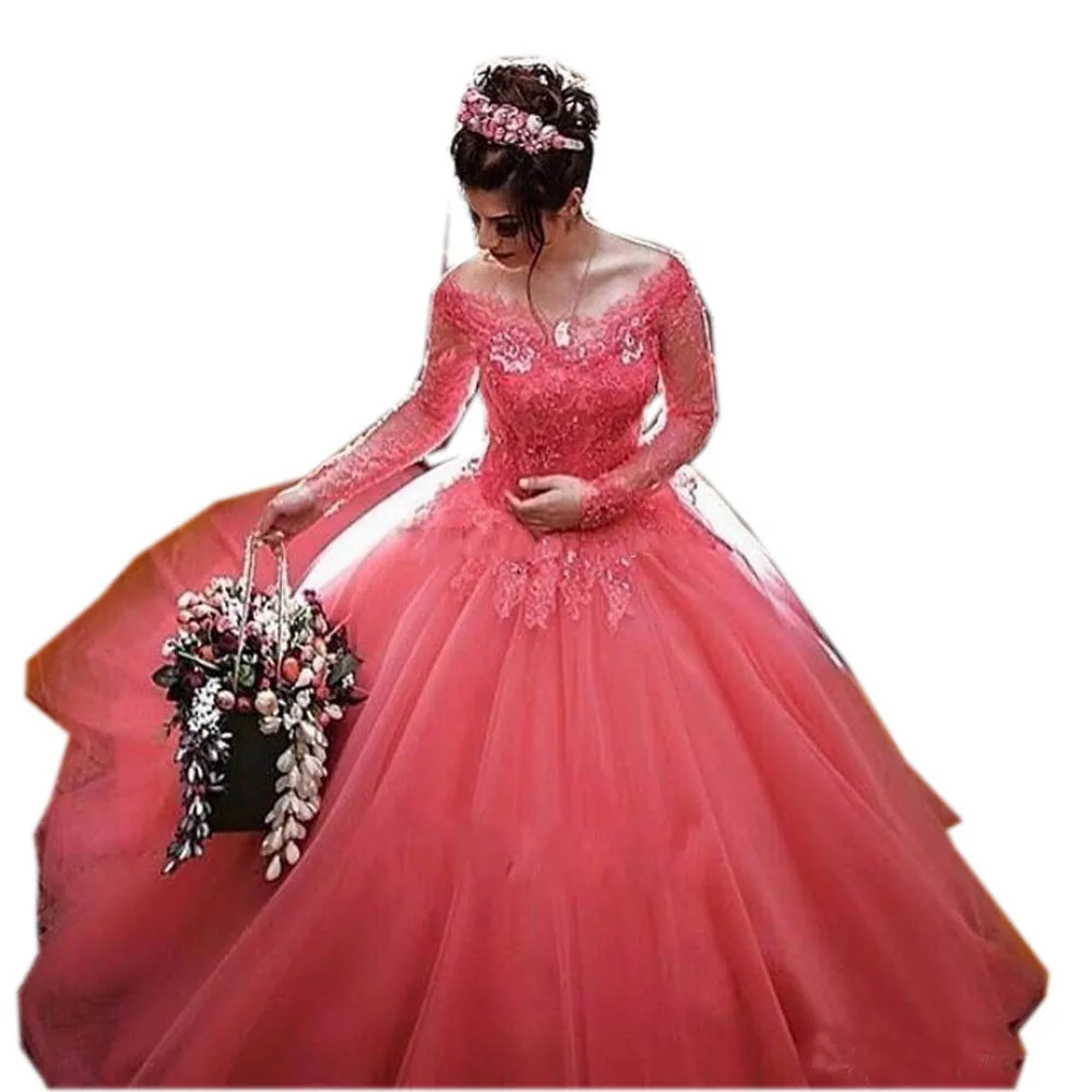 Sexy Wedding Dresses Deep V-neck Long Sleeves Sweep Train Lace And Tulle Cap Sleeves Ball Gown Backless Bridal Wedding Gowns
Sexy Wedding Dresses Deep V-neck Long Sleeves Sweep Train Lace And Tulle Cap Sleeves Ball Gown Backless Bridal Wedding Gowns