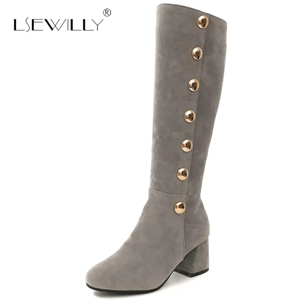 Lsewilly Black Gray Brown Rivet Metal Design Flock High Heels Knee High Boots Women Winter Shoes 2018 Footwear Ladies Boot E155
Lsewilly Black Gray Brown Rivet Metal Design Flock High Heels Knee High Boots Women Winter Shoes 2018 Footwear Ladies Boot E155
