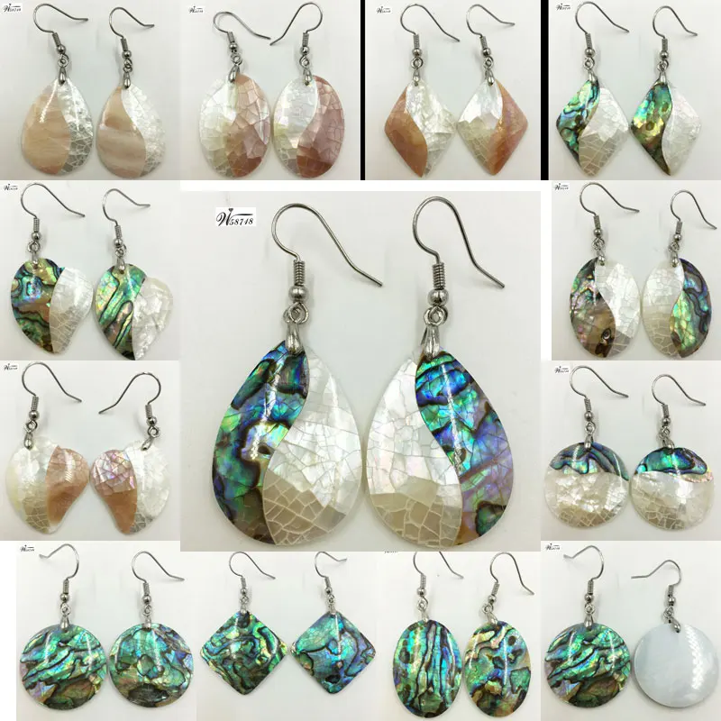 New Zealand Abalone Shell Mother of pearl Shell Women Bead Dangle Earrings Pair WFH640
New Zealand Abalone Shell Mother of pearl Shell Women Bead Dangle Earrings Pair WFH640