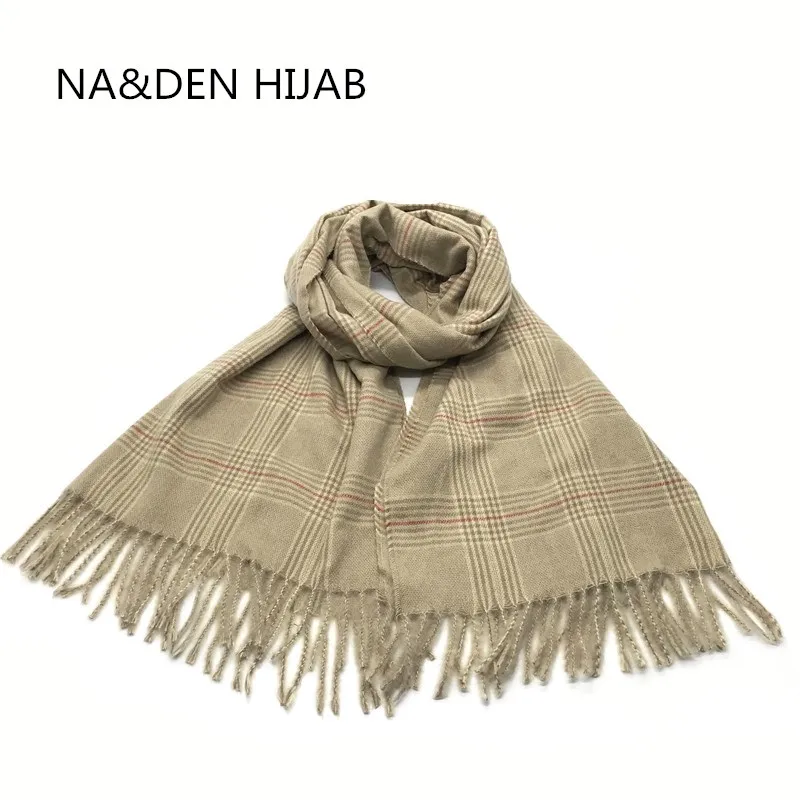 

7 pcs Warm Hi-Q luxurious fashion cashmere-like plaid solid plain check tassels women scarves Muslim hijabs shawls bandana wraps