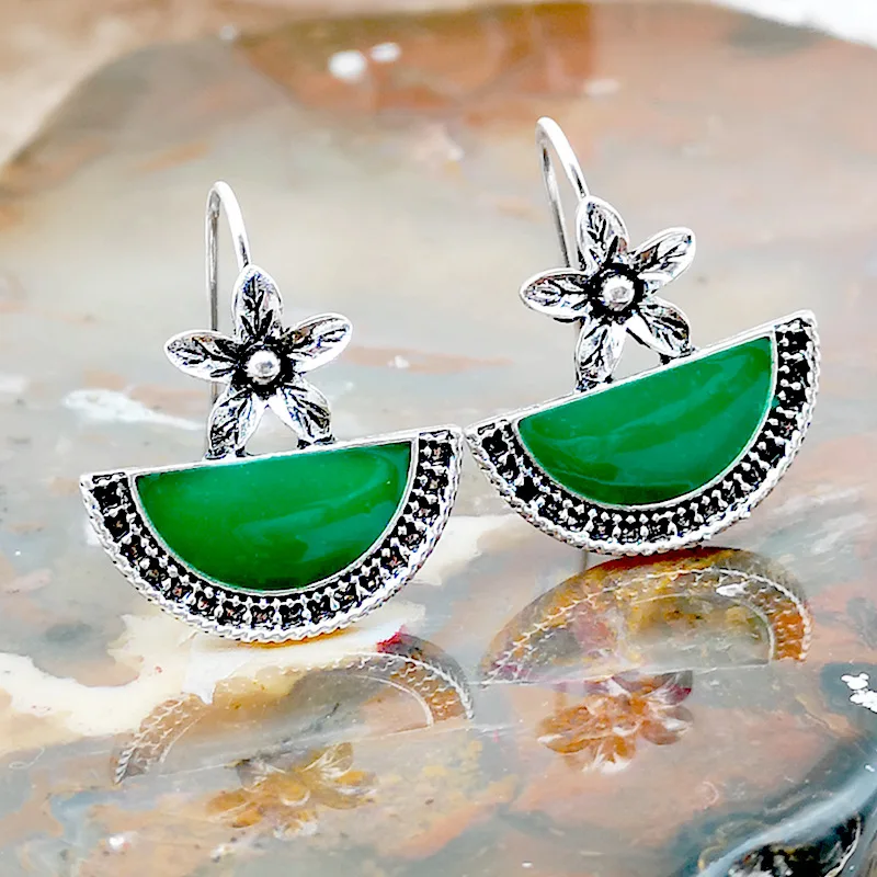Женские Висячие серьги Tisonliz в стиле ретро с зелеными кристаллами свадебные для