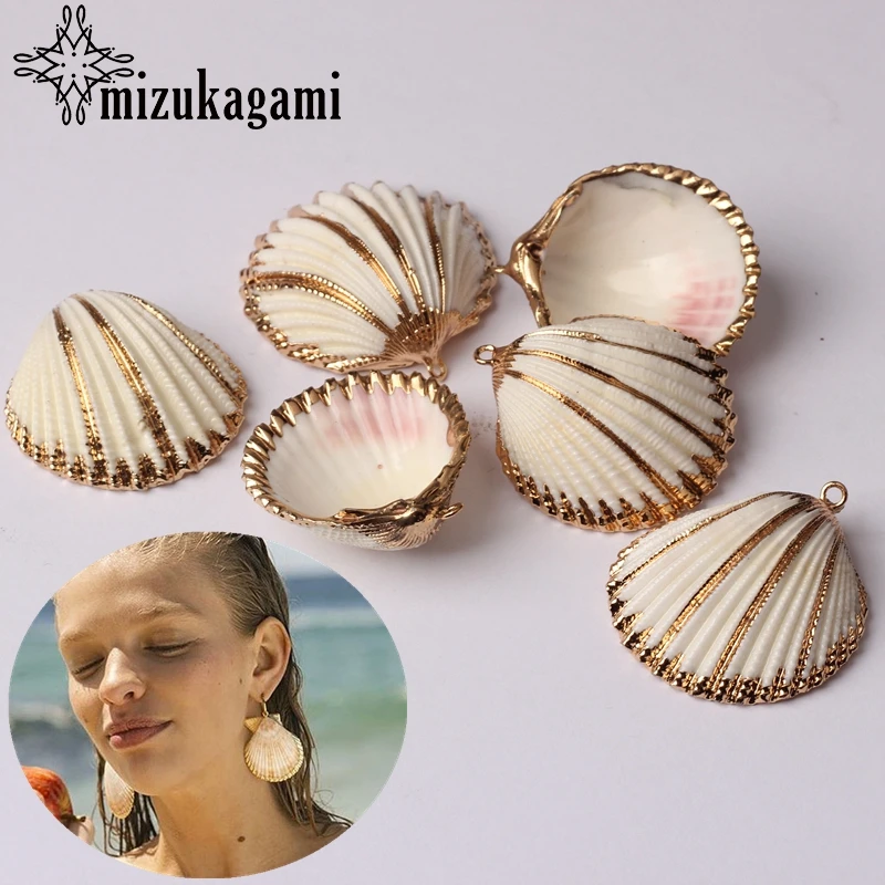 

10pcs/lot Natural Shell White Conch Charms Pendant For DIY Fashion Bohemia Jewelry Earrings Making Accessories Marine Sea