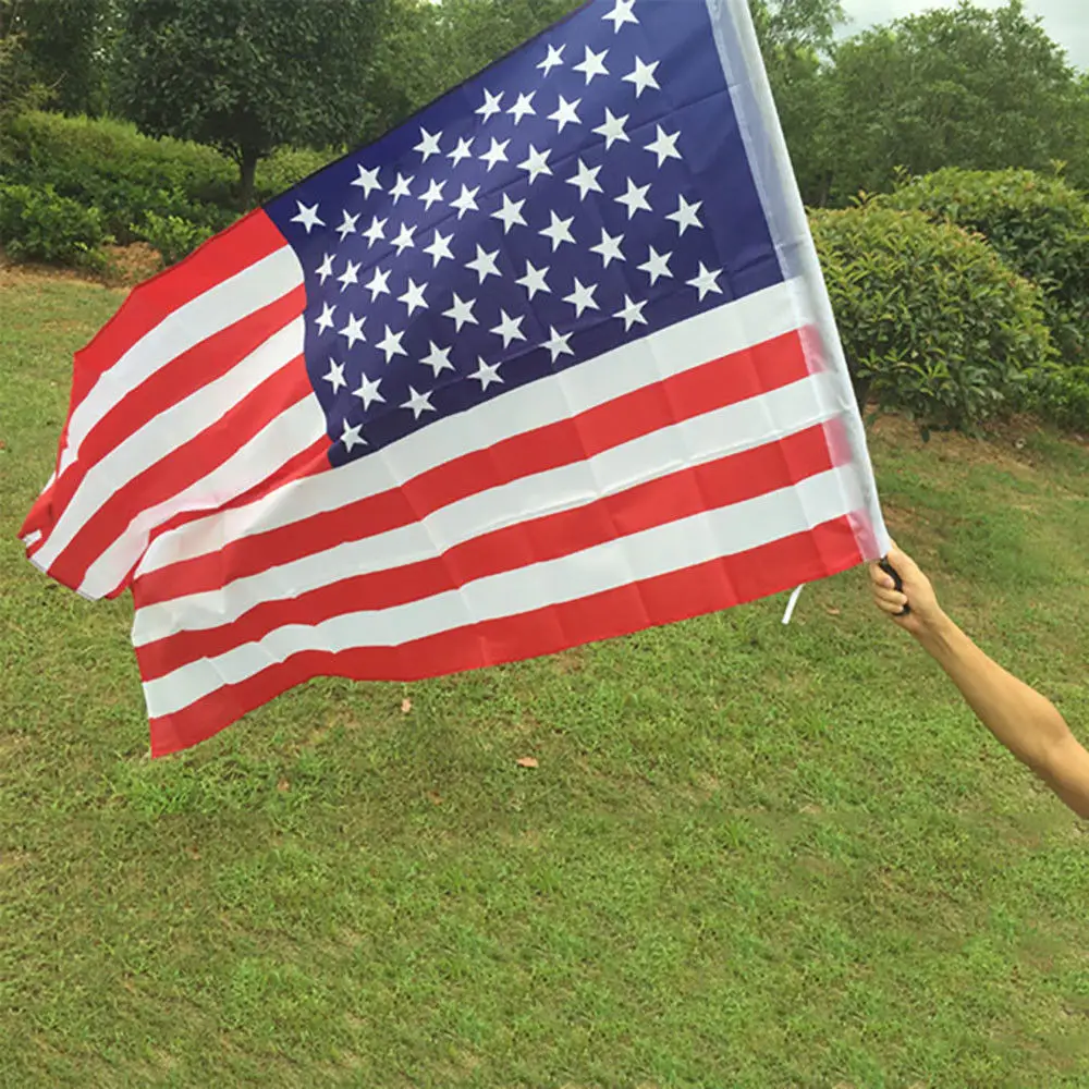 Hot ! 5pcs/10pcs Pack American Flag Hand Wave Flags 90*150CM US/USA National Flags Stars Stripes Celebration Parade Flag Supply
Hot ! 5pcs/10pcs Pack American Flag Hand Wave Flags 90*150CM US/USA National Flags Stars Stripes Celebration Parade Flag Supply