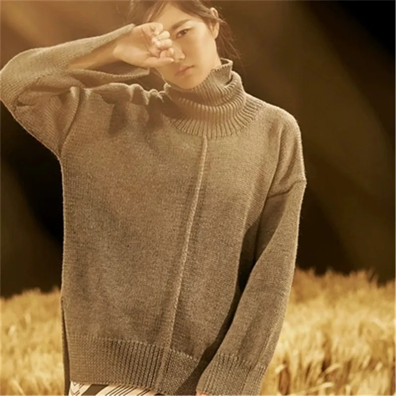 100% hand made pure wool knit women fashion turtleneck solid open hem loose pullover sweater white 5color customized
100% hand made pure wool knit women fashion turtleneck solid open hem loose pullover sweater white 5color customized