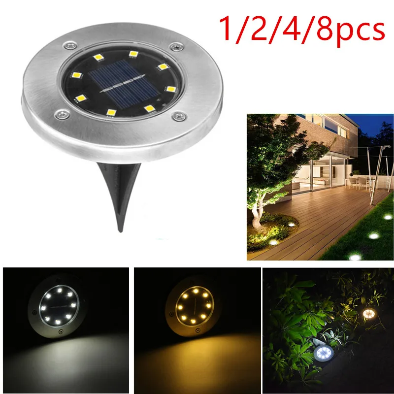 

1/2/4/8pcs Solar Path Lights 8 LED Solar Power Buried Light Ground Lamp Outdoor Path Way Garden Decking Underground Lamps