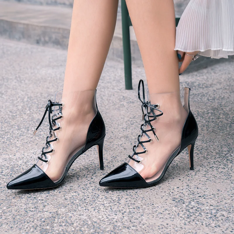 2020 New PVC Material Transparent Sandals For Woman with Cross tied Lace up in Pointed toe High Heels Sexy Party Shoe Size 34-43
2020 New PVC Material Transparent Sandals For Woman with Cross tied Lace up in Pointed toe High Heels Sexy Party Shoe Size 34-43
