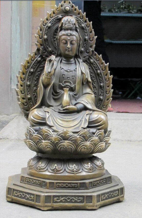bi002089 15.5"Tibet handework Bronze backlight seated Kwan-yin Kannon on lotus throne statue
bi002089 15.5"Tibet handework Bronze backlight seated Kwan-yin Kannon on lotus throne statue