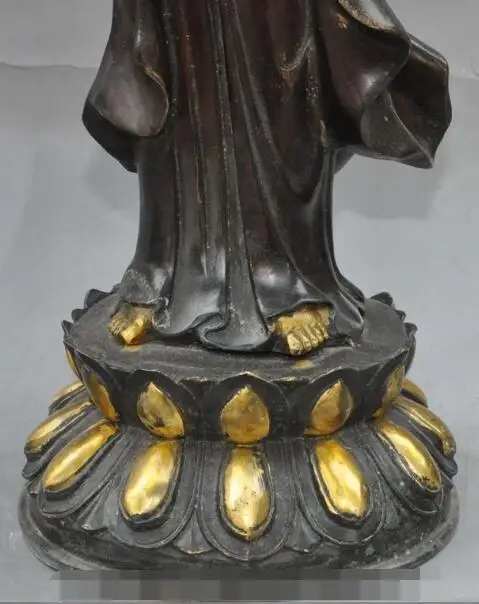 Free shipping S01366 18" chinese buddhism joss bronze Gilt Stand lotus guanyin bodhisattva boy statue 
Free shipping S01366 18" chinese buddhism joss bronze Gilt Stand lotus guanyin bodhisattva boy statue