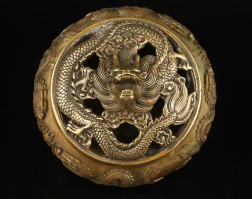 Chinese collect old handmade exquisite brass dragon censer