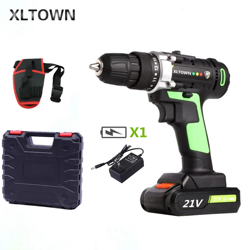 XLTOWN 21v cordless electric screwdriver with a box rechargeable lithium battery household Multifunctional drill | Инструменты
