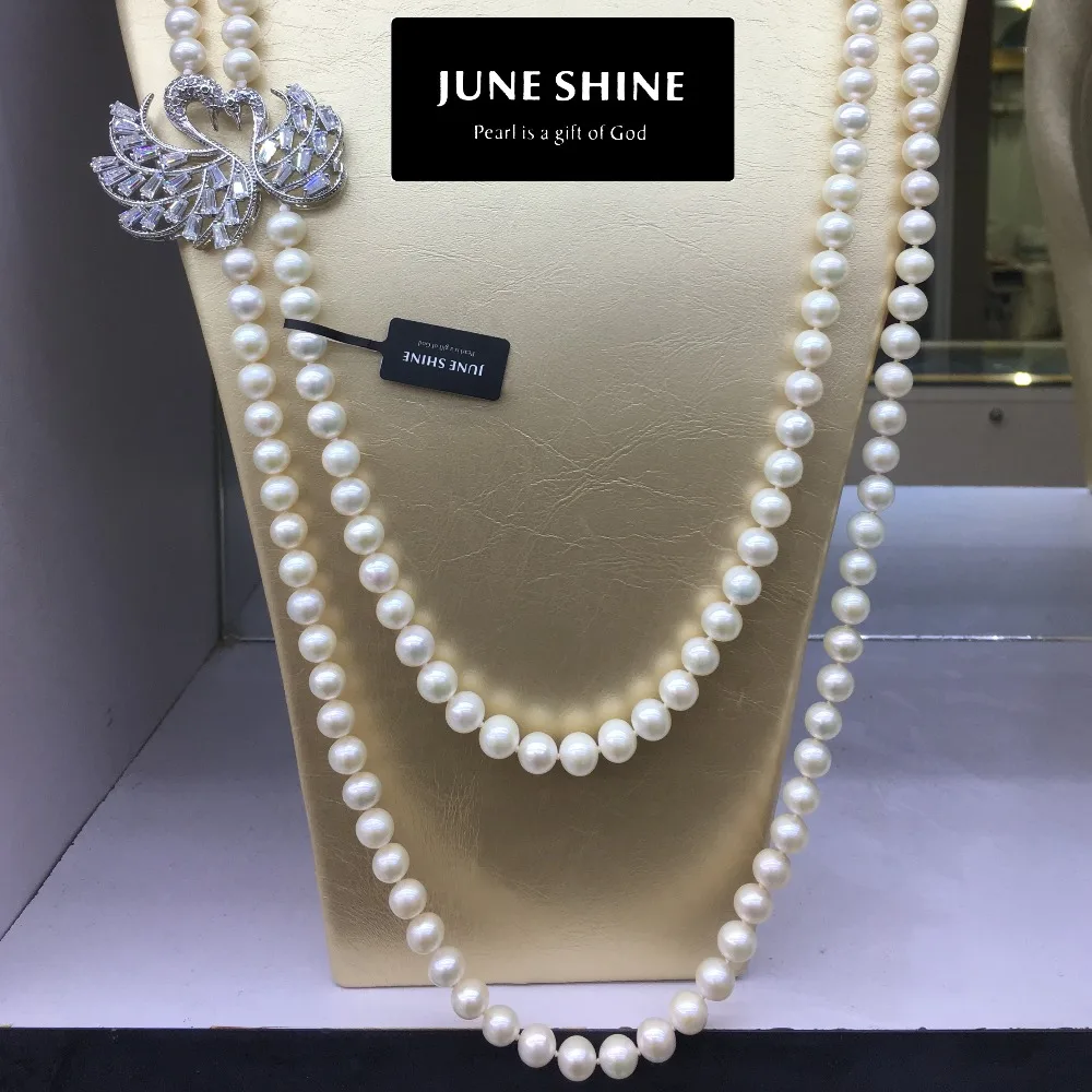 Double loop pearl necklace with silver swan accessory long type freshwater pearls NL004 women wedding jewelry gift
Double loop pearl necklace with silver swan accessory long type freshwater pearls NL004 women wedding jewelry gift