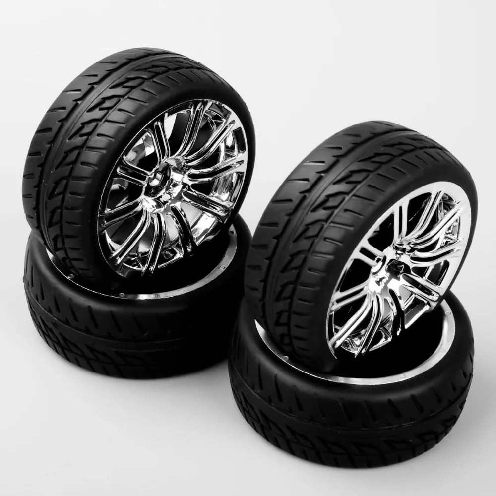 4pcs 1/10 RC on road racing car chrome wheel & rubber tires tyre sponge 3MC 12mm Hex accessory parts
4pcs 1/10 RC on road racing car chrome wheel & rubber tires tyre sponge 3MC 12mm Hex accessory parts