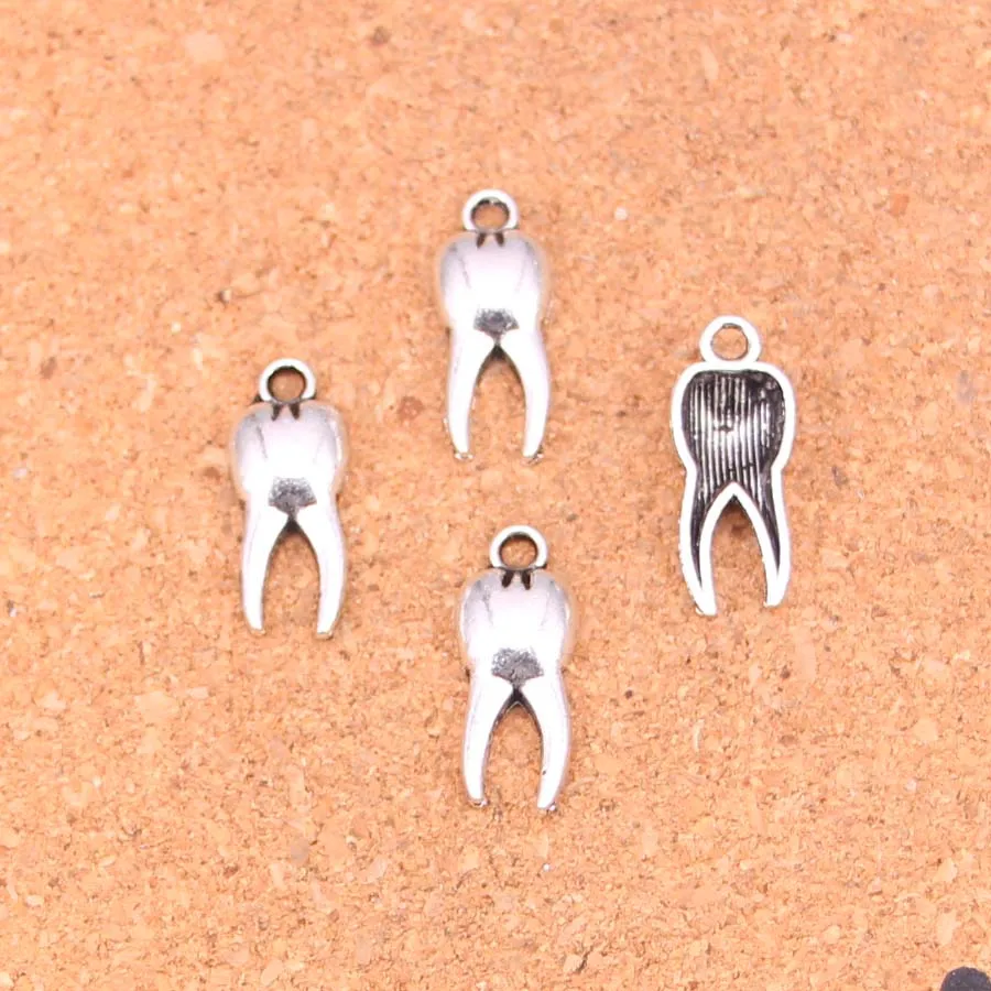 150Pcs Antique Silver Plated zombie tooth teeth molar Charms Diy Handmade Jewelry Findings Accessories 20*8mm | Украшения и