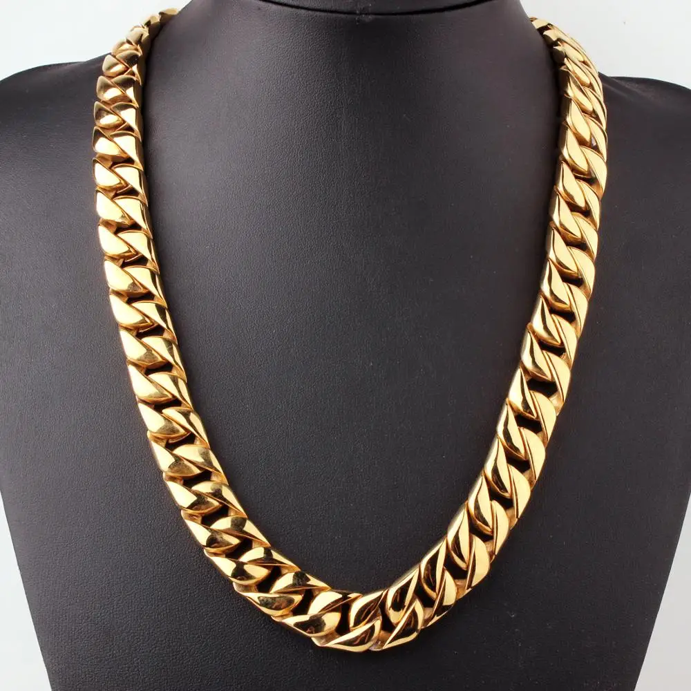 Granny Chic News Arrival 15mm Stainless Steel Miami Curb Cuban Chain Necklaces Gold Polished Lock Clasp Mens Rock Dj jewelry
Granny Chic News Arrival 15mm Stainless Steel Miami Curb Cuban Chain Necklaces Gold Polished Lock Clasp Mens Rock Dj jewelry