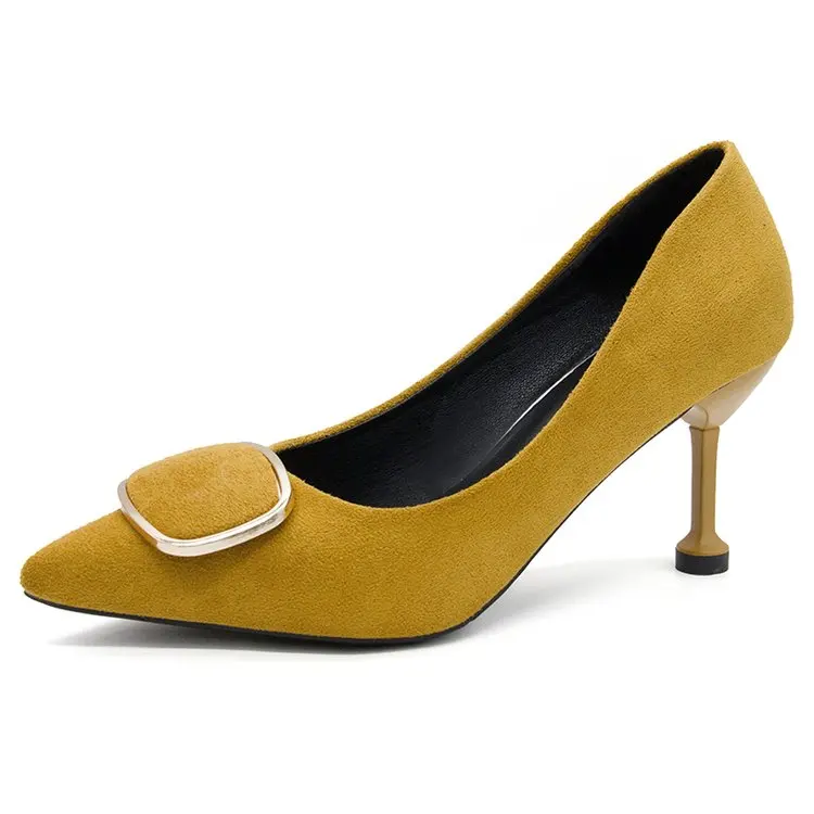 Summer new wild metal square buckle shallow mouth stiletto shoes fashion solid color professional women's high heels.
Summer new wild metal square buckle shallow mouth stiletto shoes fashion solid color professional women's high heels.