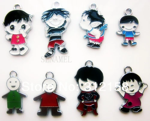 S36! Wholesale 100Pcs/Lots DIY Alloy Enamel mixed boy Charms Metal Charms