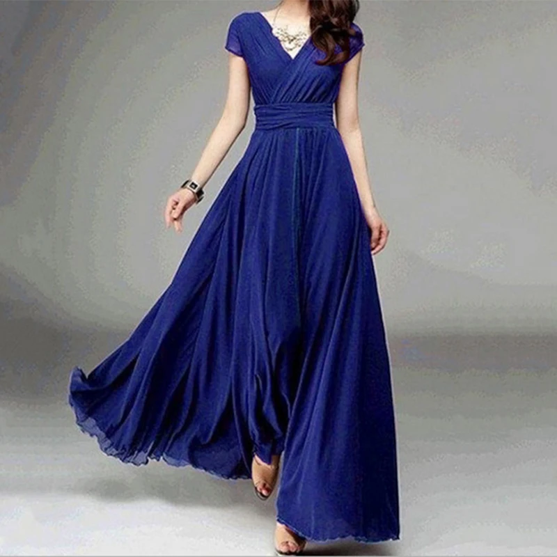 Women Summer Soild Dress Short Sleeve Long Beach Dress Evening Party Deep V-Neck Long Bodycon Dress Plus Size Vestidos
Women Summer Soild Dress Short Sleeve Long Beach Dress Evening Party Deep V-Neck Long Bodycon Dress Plus Size Vestidos