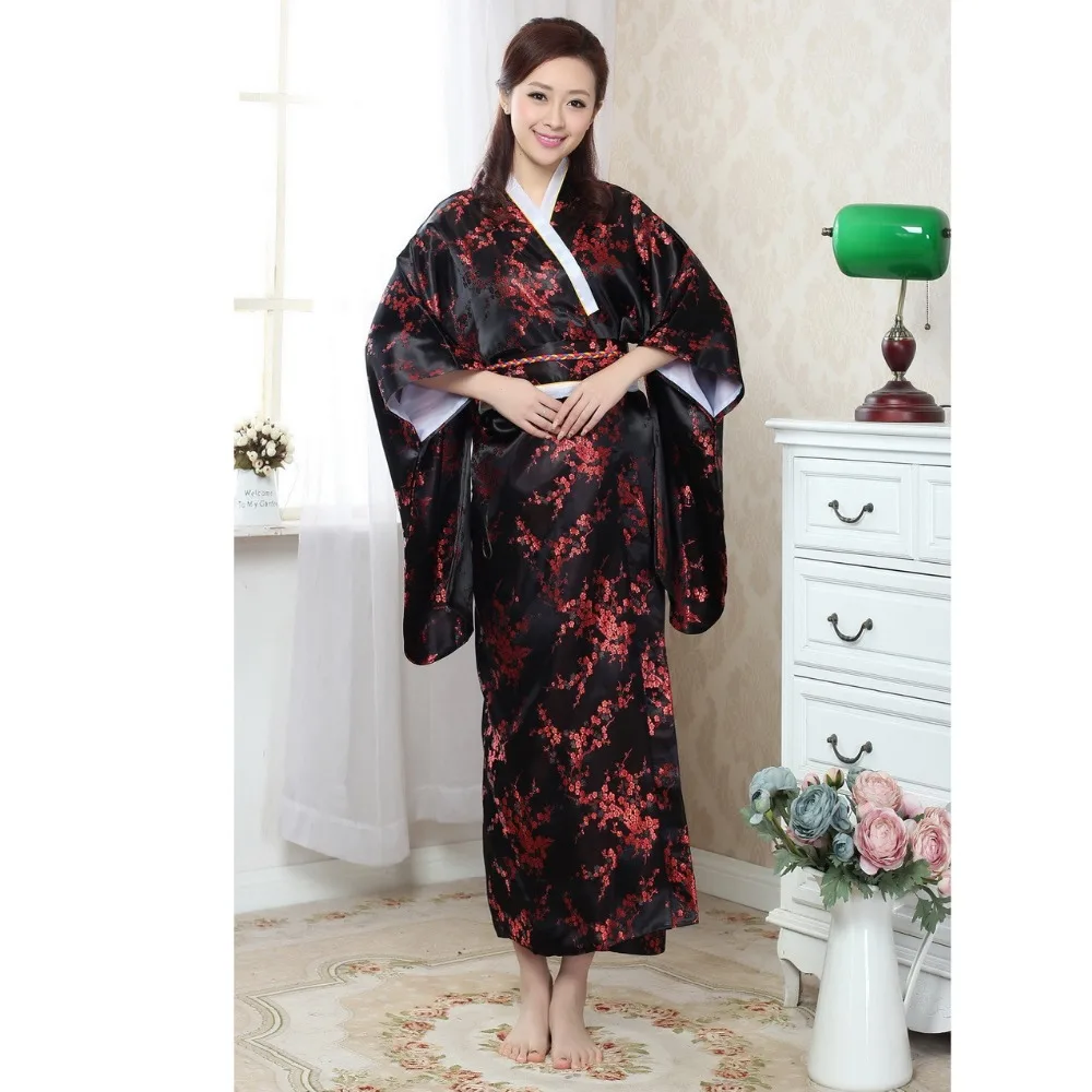 High Quanlity Black Red Japanese Women's Silk Kimono With Obi Noble Sexy Prom Gown Dress Dragon Phenix Pattern One Size
High Quanlity Black Red Japanese Women's Silk Kimono With Obi Noble Sexy Prom Gown Dress Dragon Phenix Pattern One Size