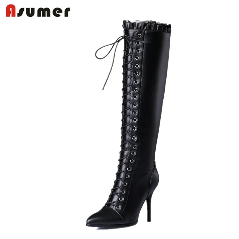 ASUMER Knee high long boots shoes pointed toe genuine leather + pu high heels boots zipper solid autumn fashion women boots
ASUMER Knee high long boots shoes pointed toe genuine leather + pu high heels boots zipper solid autumn fashion women boots