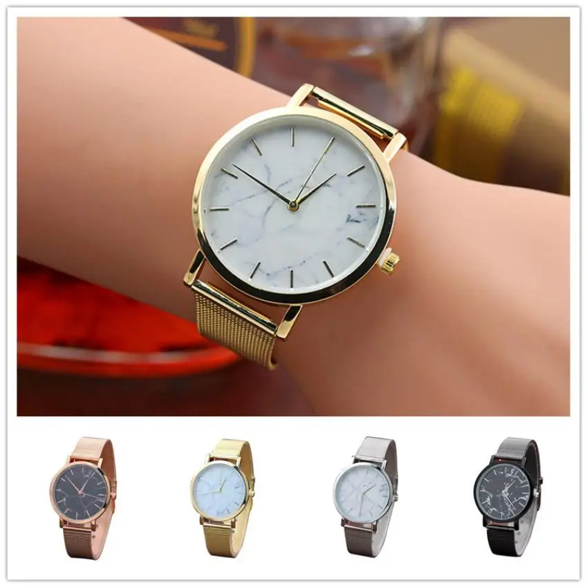 New fashion women's marble surface stainless steel with quartz movement watch alloy analog round pin buckle watch #W
New fashion women's marble surface stainless steel with quartz movement watch alloy analog round pin buckle watch #W