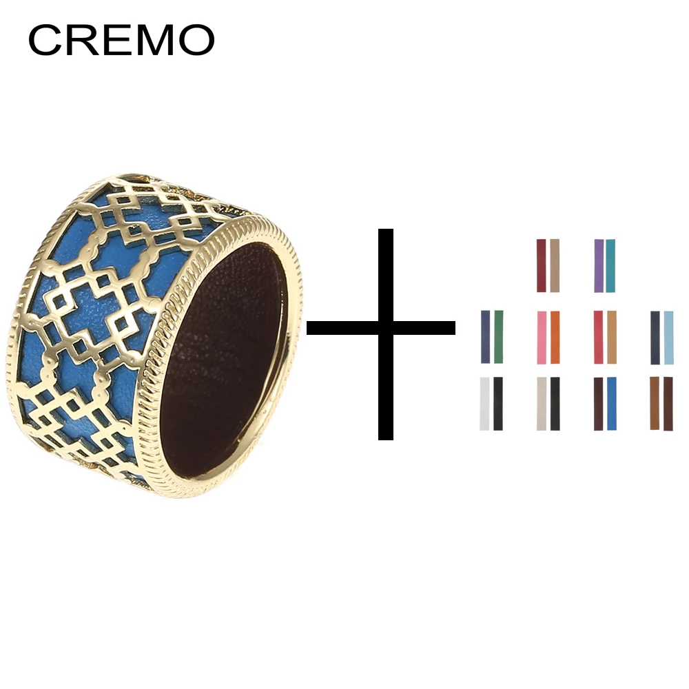 Cremo Cannage золотого цвета 12 мм Кольцо для женщин кожаный Реверсивный вставной