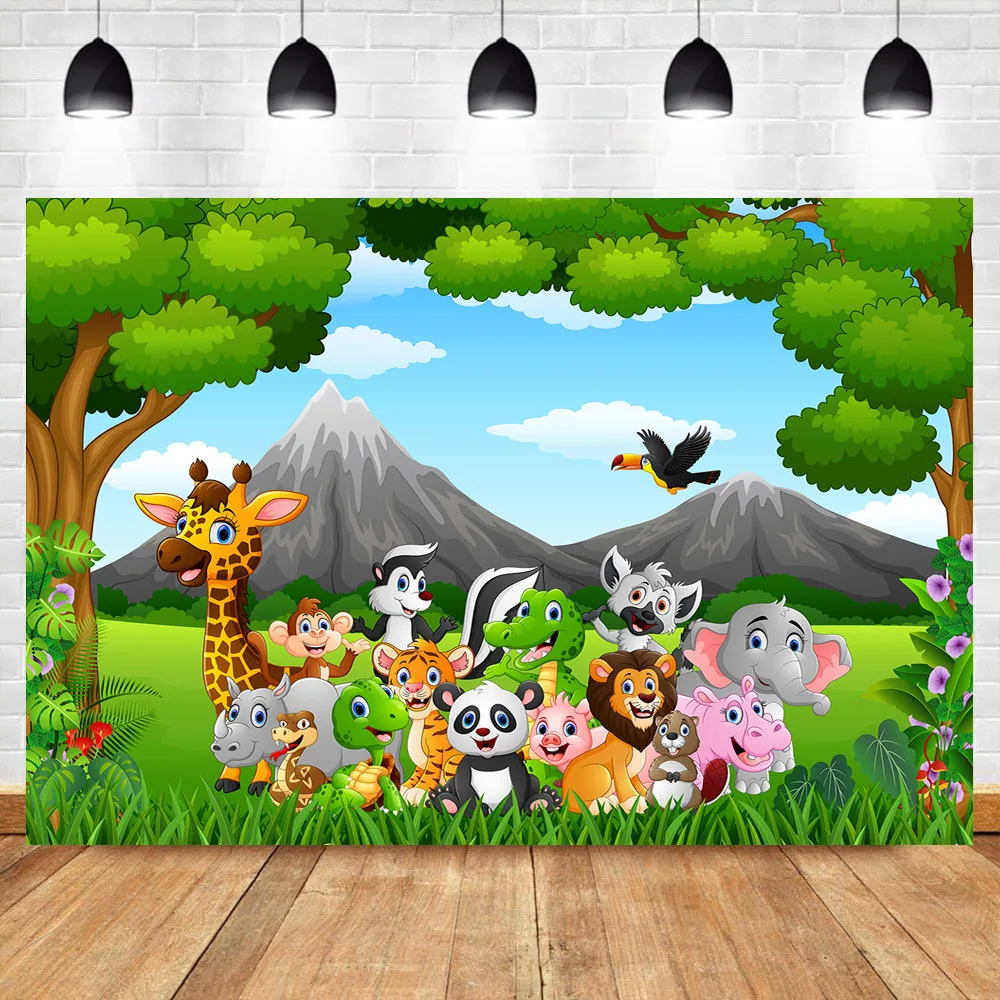 Фотофон NeoBack Woodland с днем рождения сафари зоопарк животные лес Виниловый фон для