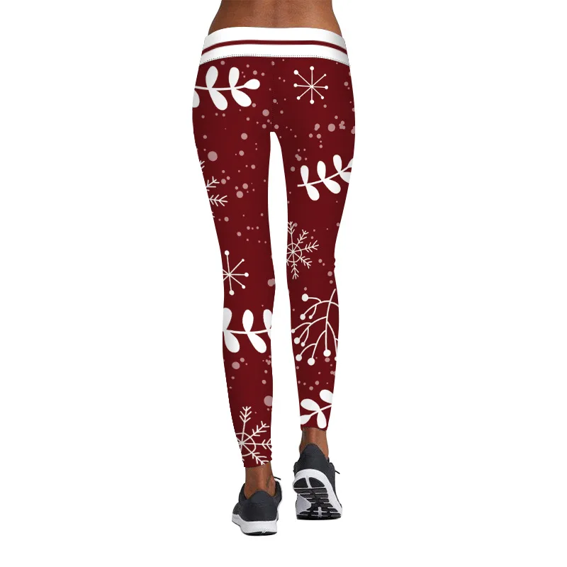 New Women Christmas Series Pants Fitness Sport Leggings 3D Print Snowflake Slim Running Sportswear Quick Dry Train Trousers | Спорт и