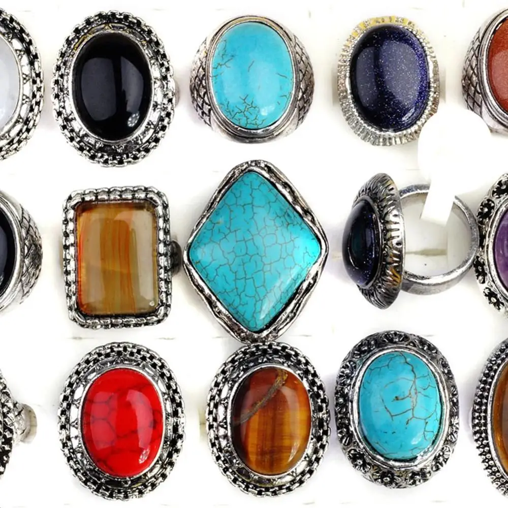 Wholesale 10Pcs/lot Vintage Large Stone Finger Ring Unisex Alloy Multi Shapes Round/Square/Oval Stone Rings jewelry
Wholesale 10Pcs/lot Vintage Large Stone Finger Ring Unisex Alloy Multi Shapes Round/Square/Oval Stone Rings jewelry