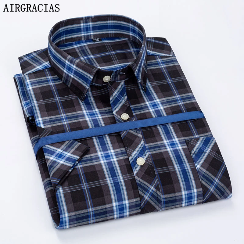 AIRGRACIAS 8 стиль мужская клетчатая рубашка рубашки 2019 Новая Летняя мода Chemise Homme