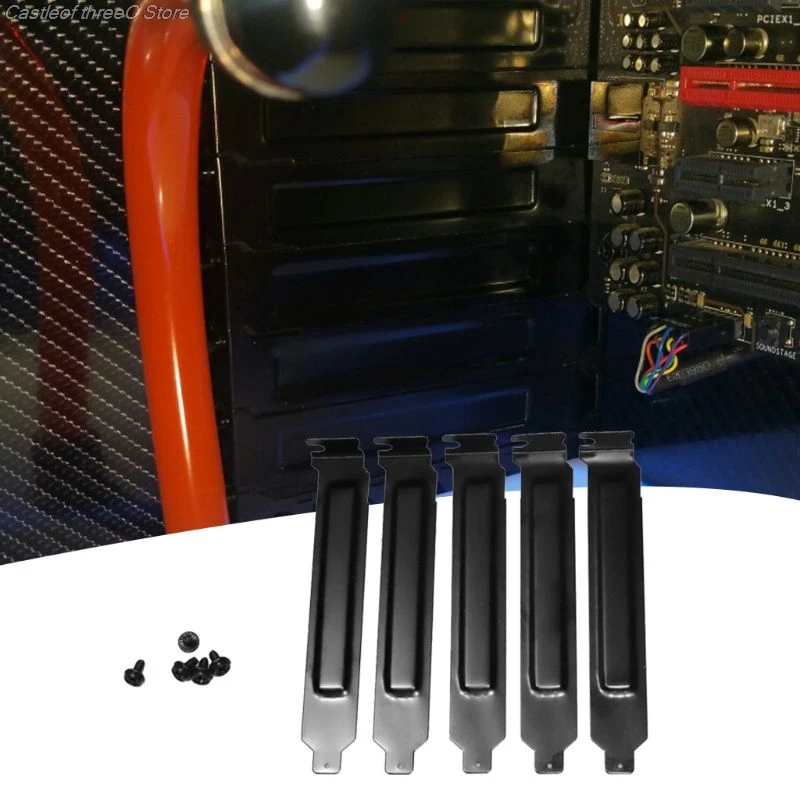 Черная жесткая металлическая сталь 5 шт. разъем PCI фоторазъем с винтами