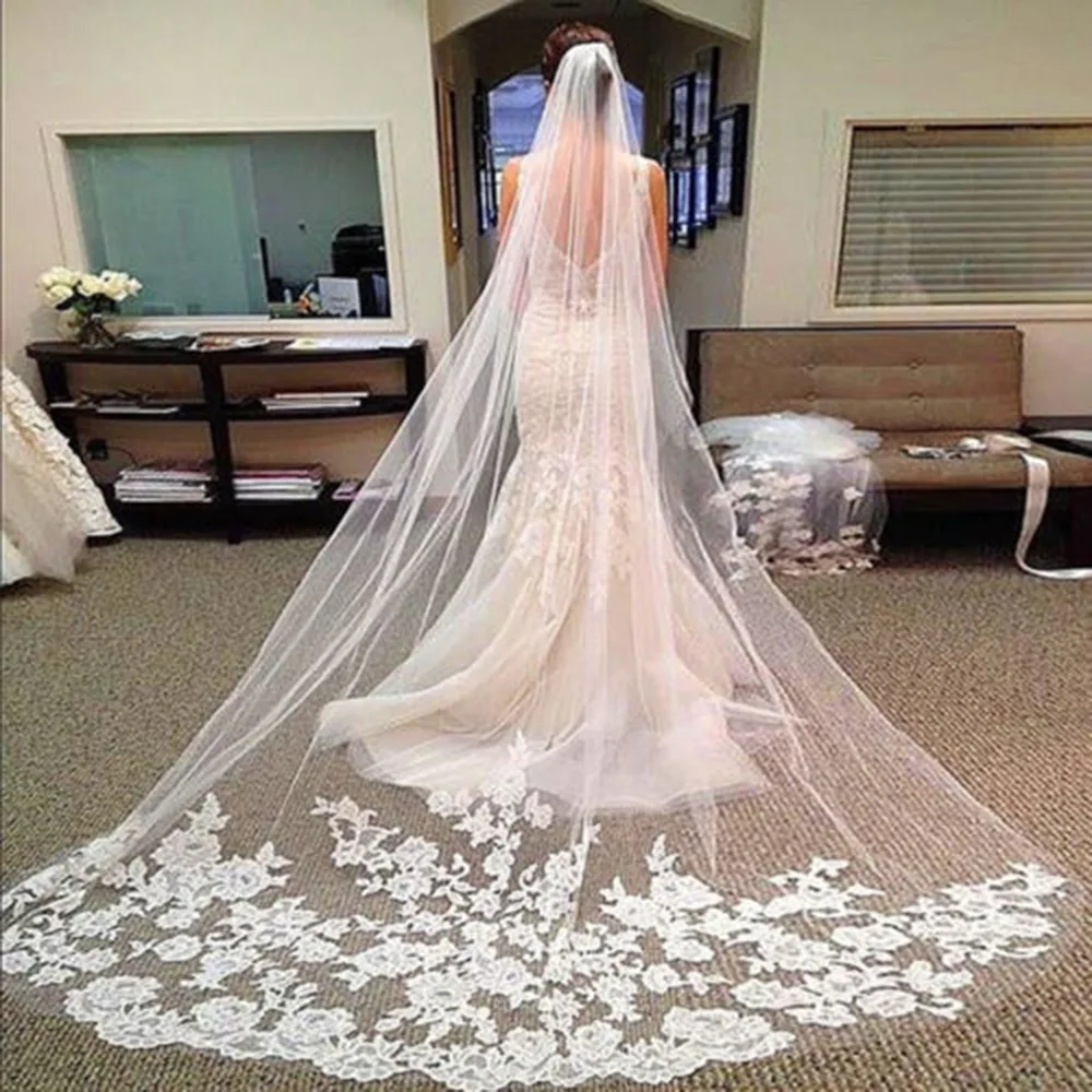 One Layer Lace Edge White Ivory Catherdal Wedding Veil Long Bridal Veil Cheap Wedding Accessories Veu De Noiva
One Layer Lace Edge White Ivory Catherdal Wedding Veil Long Bridal Veil Cheap Wedding Accessories Veu De Noiva