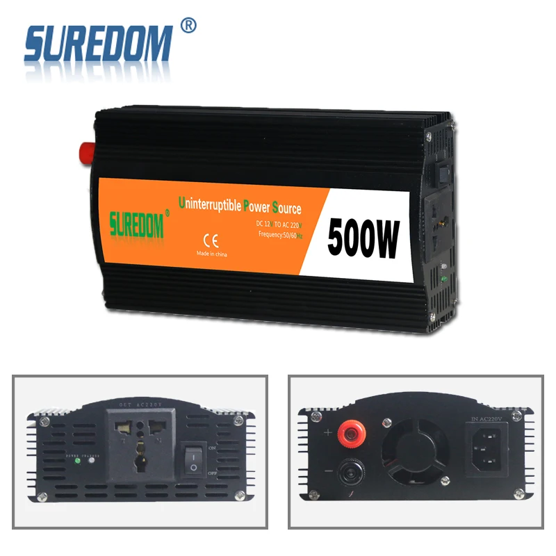 SUREDOM Инвертор 500 Вт с зарядным устройством и ups авто DC 12 вольт до 110 В 1000