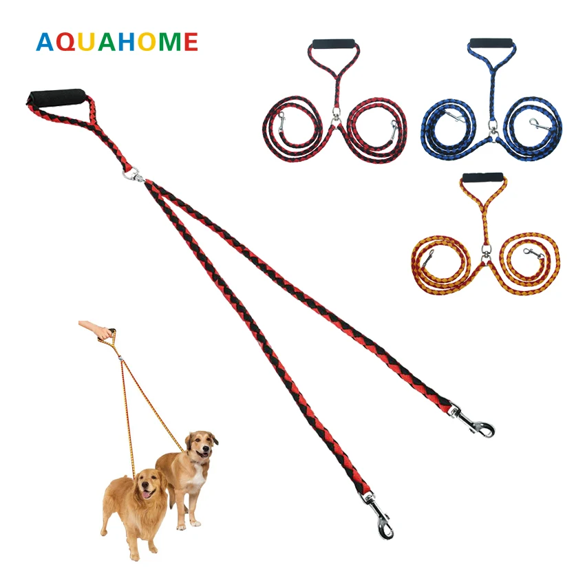 

Large pet traction rope a drag two double braided braid PP round rope dog rope length 140cm dog chain 3 colors