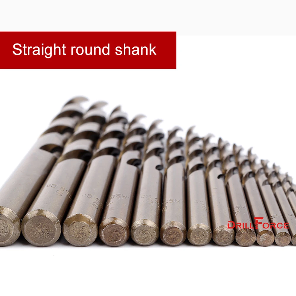 Drillforce 10PCS 19/64" (7.5mm) M35 HSS Cobalt Jobber Length Twist Spiral Drill Bit 135 Split Point