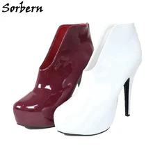Sorbern Mature Platform Slip On Women Pumps High Heels Shoes Woman Heels Size 45 Thick Heels Pump Shoe Lady Size 10 Shoes