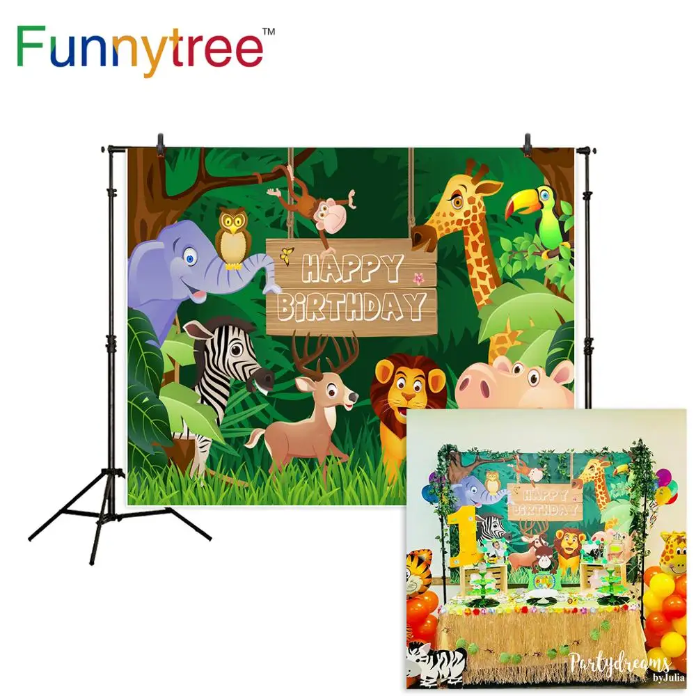 Funnytree photography background Safari jungle cartoon animals birthday party dessert table decor children backdrop photocall
Funnytree photography background Safari jungle cartoon animals birthday party dessert table decor children backdrop photocall