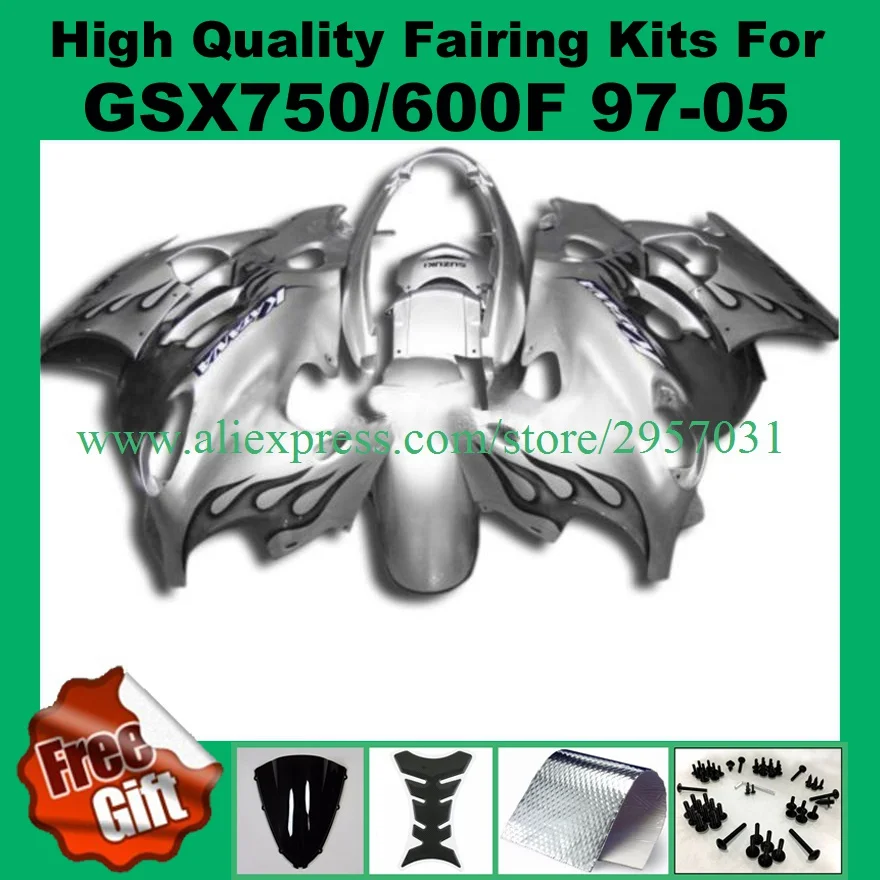 9Gifts, fairing kit for SUZUKI GSX600F GSX750F 1997 - 2005 GSX 600F 750F 97 98 99 00 01 02 03 04 05 fairings silver black flame
9Gifts, fairing kit for SUZUKI GSX600F GSX750F 1997 - 2005 GSX 600F 750F 97 98 99 00 01 02 03 04 05 fairings silver black flame