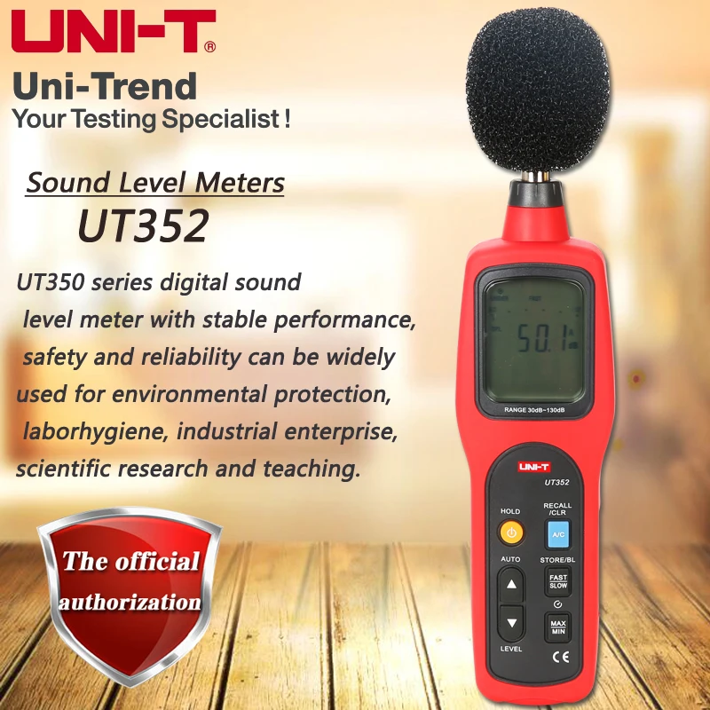 

UNI-T UT352 Sound Level Meter Digital Noise Meter 130dB Noise Table High Limit / Low Limit Alarm Data Storage LCD Backlight Anal