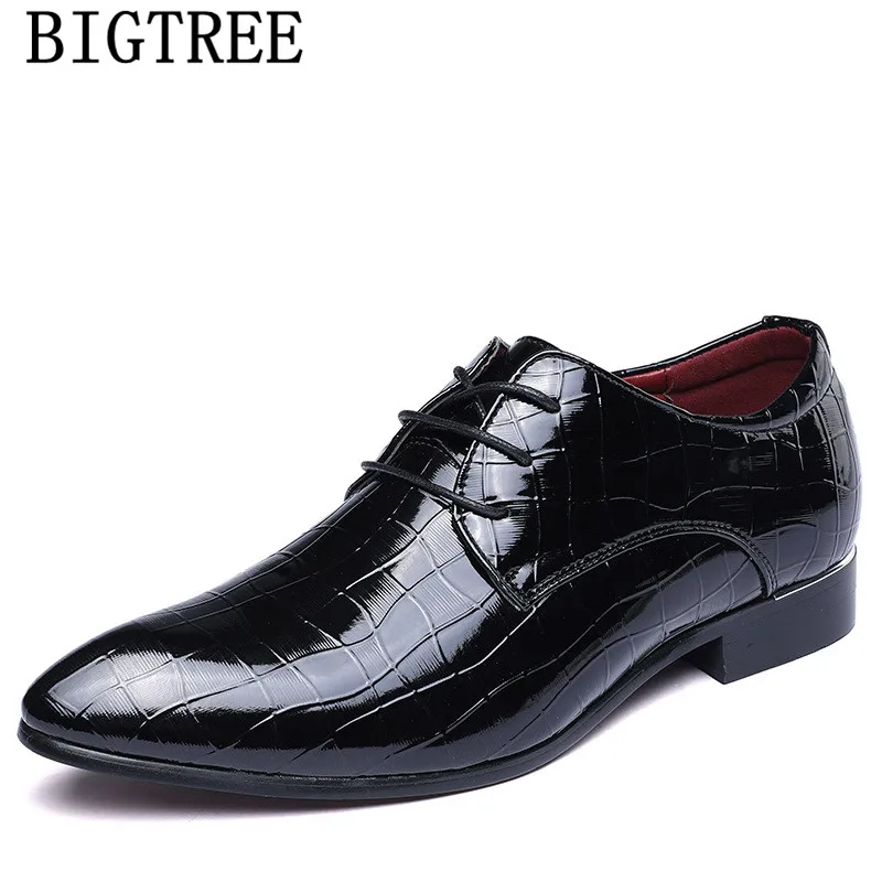 Croco Patent Leather Dress Shoes Men Leather Office Oxford Shoes For Men Wedding Formal Shoes Men Sapato Social Masculino Couro