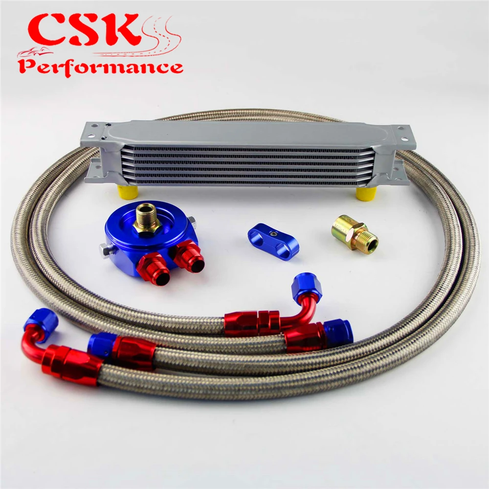 AN8 7 Row 248mm Universal Engine Transmission Oil Cooler British Type + Aluminum Filter Hose End Kit Black/Blue
AN8 7 Row 248mm Universal Engine Transmission Oil Cooler British Type + Aluminum Filter Hose End Kit Black/Blue