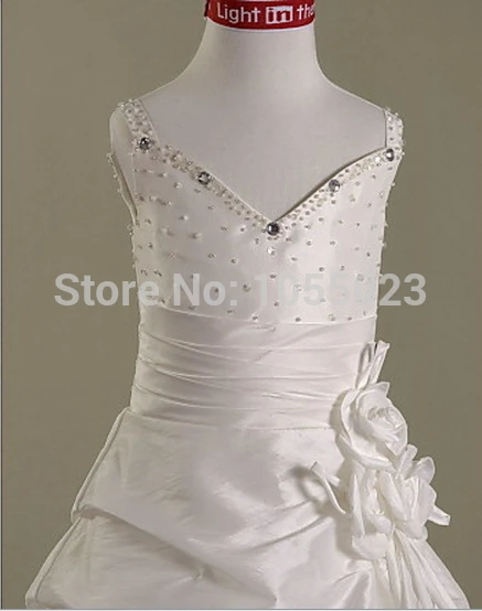 Newborn Girl Dresses V-Neck Cap Sleeve Sleeveless Pleat A-Line Floor-Length Taffeta Customized 2015 Free Shipping | Свадьбы и