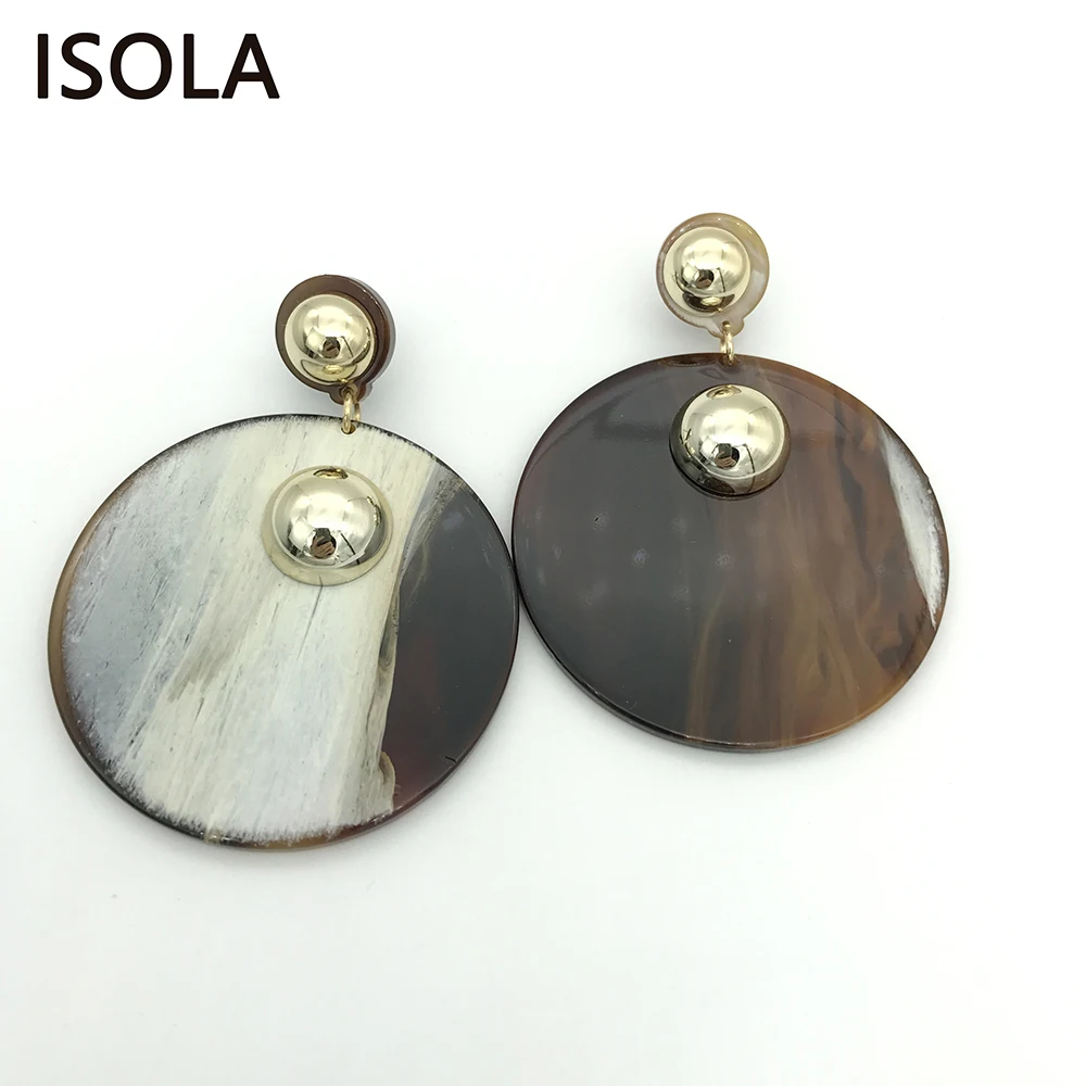 Круглые акриловые серьги ISOLA с полумедным шариком эффектные висячие подарок для