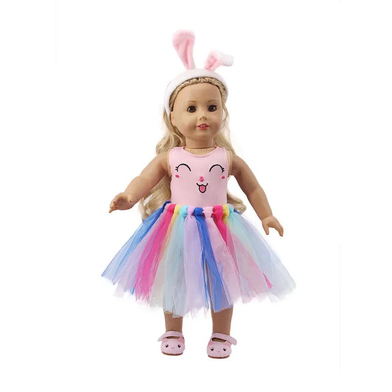 Cute And Sweet Bunny Hairpin With A Smiley Face Dress And Tulle Skirt Is A Three-Piece Set Fit 18 Inch American 43cm Baby Doll
Cute And Sweet Bunny Hairpin With A Smiley Face Dress And Tulle Skirt Is A Three-Piece Set Fit 18 Inch American 43cm Baby Doll