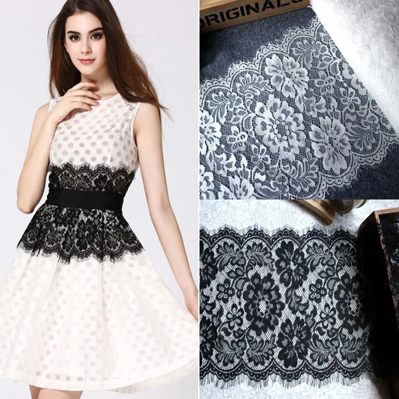 Wide Double Edge Embroidered Eyelashes Lace Trim Flower Black White Lace Fabric Handmade DIY Clothes Accessories Width 28CM
Wide Double Edge Embroidered Eyelashes Lace Trim Flower Black White Lace Fabric Handmade DIY Clothes Accessories Width 28CM