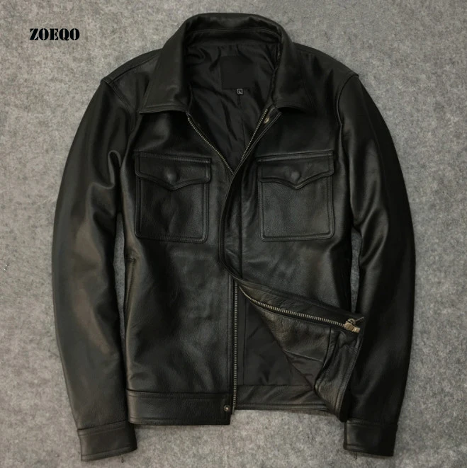 Leather Men Jacket Black Stand Collar Slim Fit Men Motorcycle Jackets New Men Cowskin Motorcycle Leather Jacket
Leather Men Jacket Black Stand Collar Slim Fit Men Motorcycle Jackets New Men Cowskin Motorcycle Leather Jacket