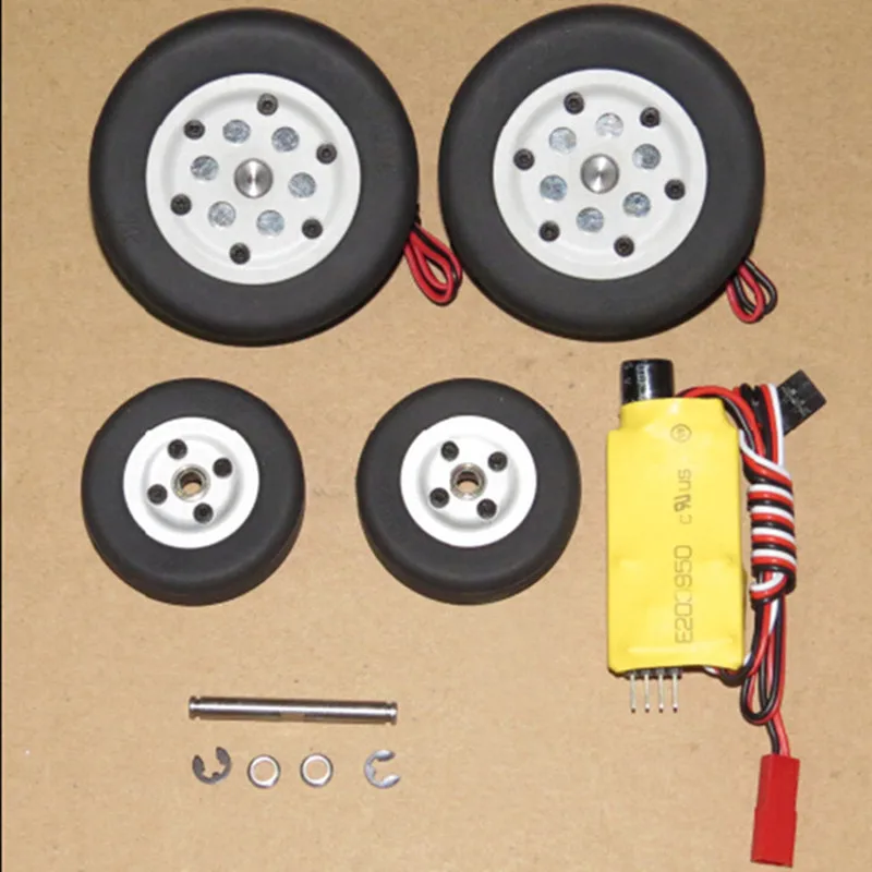 

electric brake wheel controller 50/55/60/65mm rear tire 40mm front tire for fixed wing RC plane model 2-6S